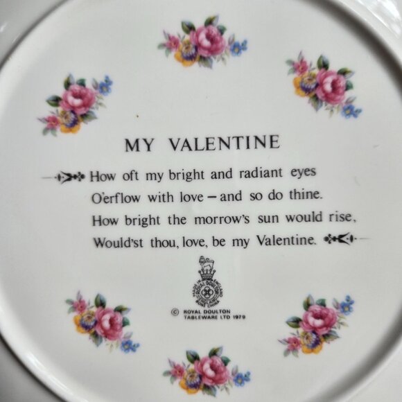 My Valentine 1980 Royal Doulton Courting Couple Plate Victorian Floral Vintage - Picture 5 of 6